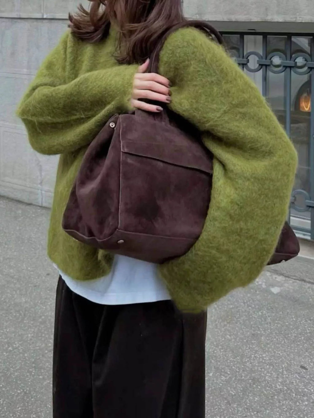 Round Neck Dropped Shoulder Sweater