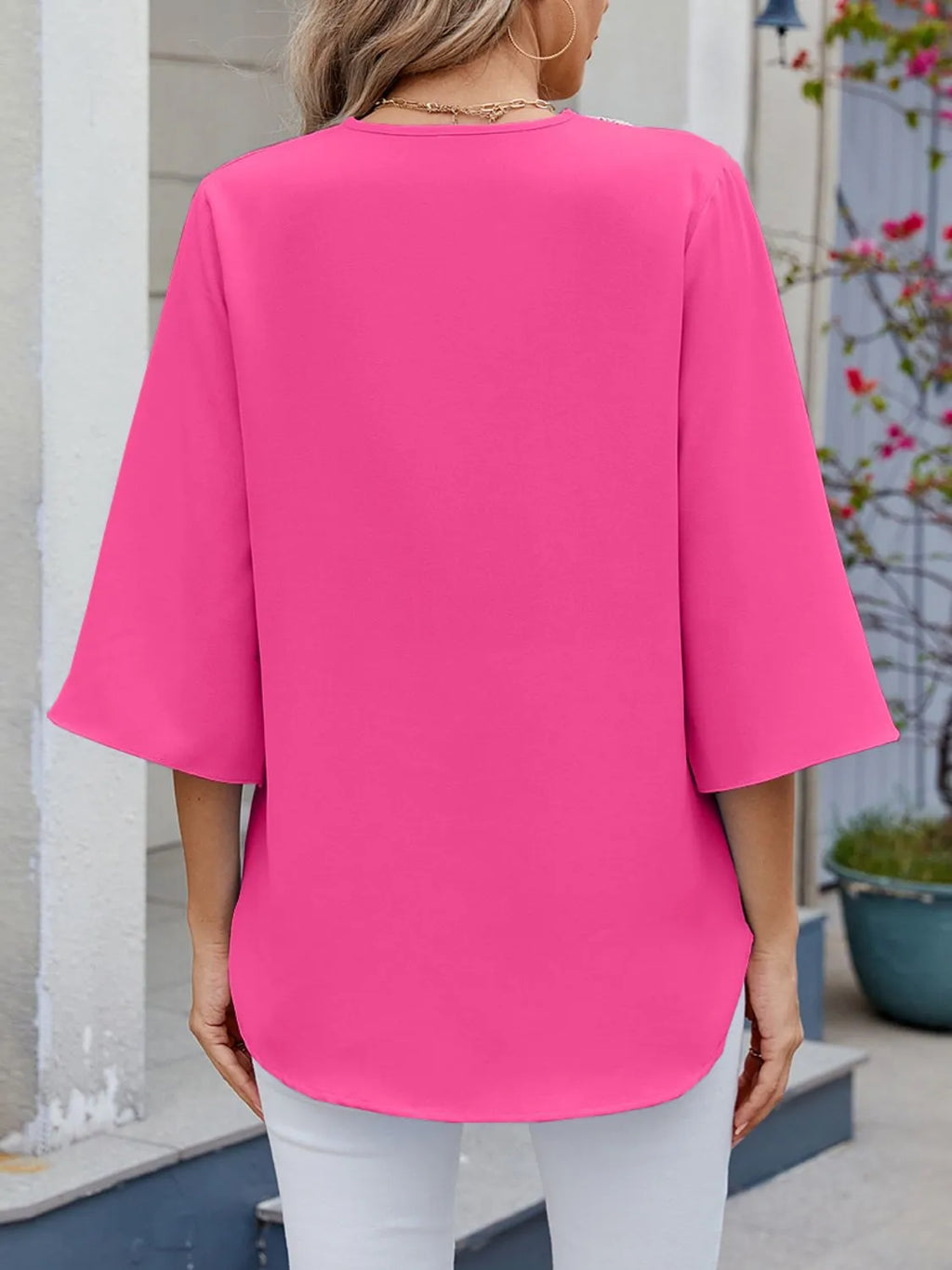 V-Neck 3/4 Sleeve Blouse