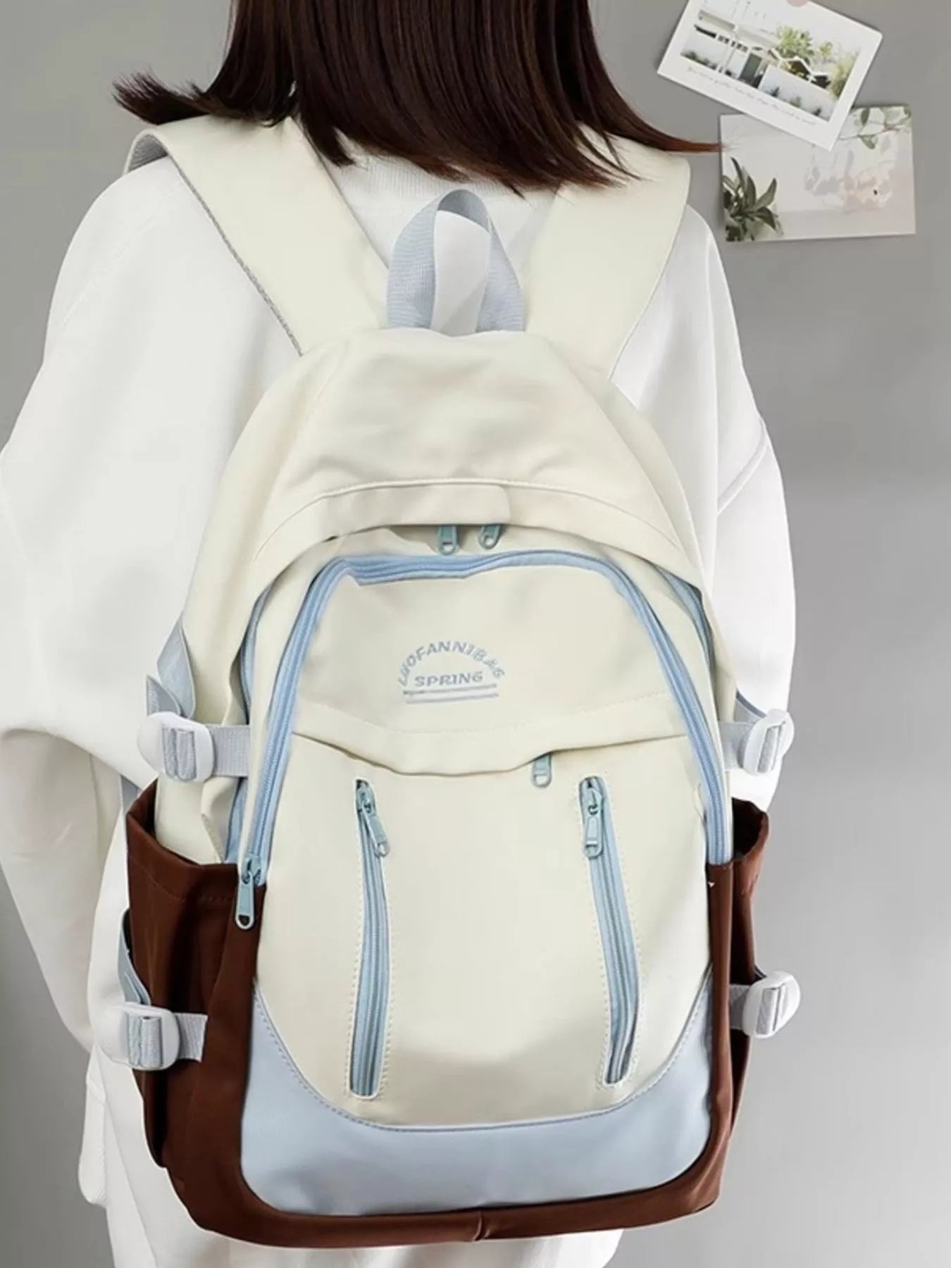 Color Block Lightweight Backpack Bag