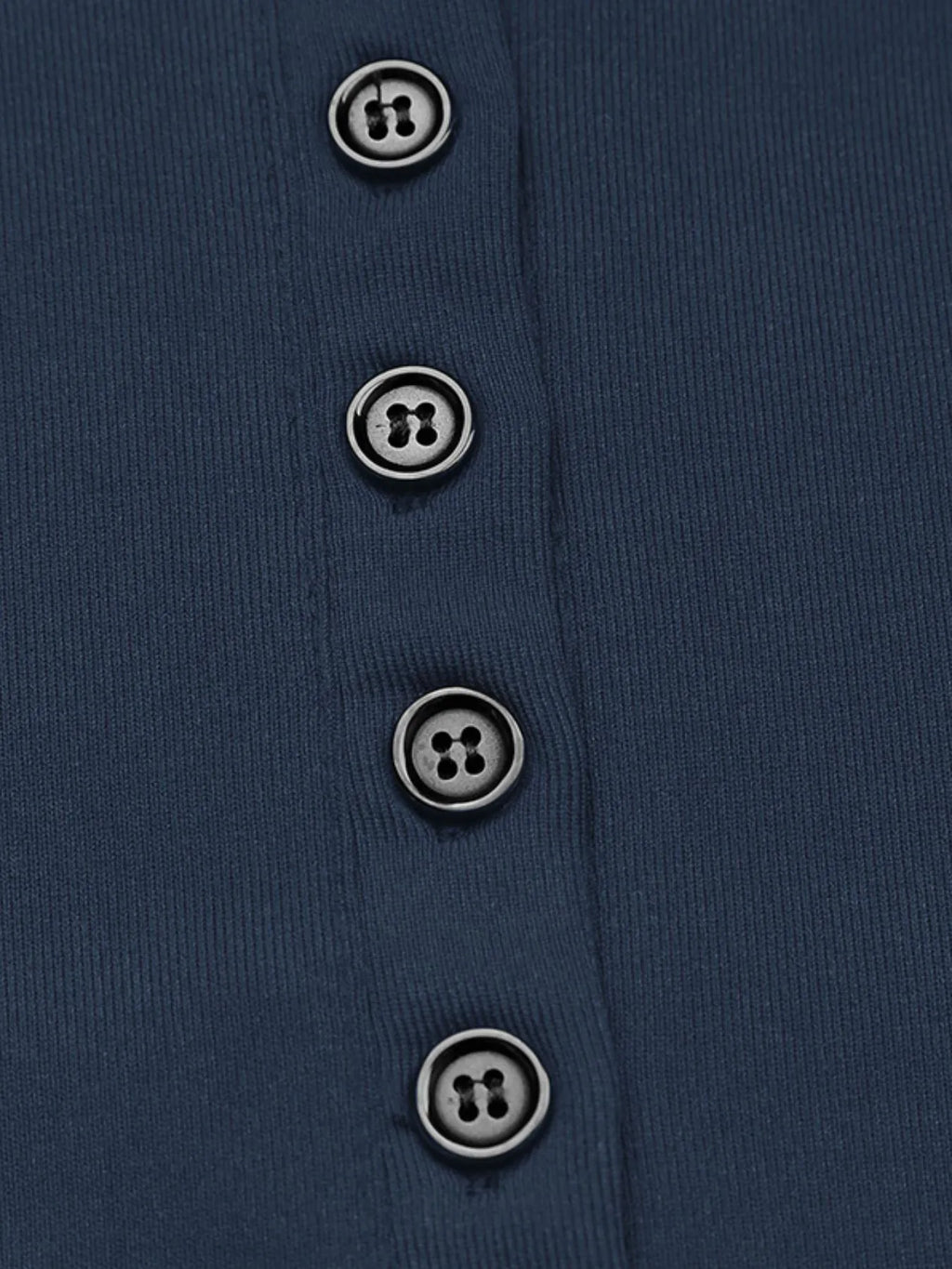 Long Sleeve Button Front Fitted T-Shirt