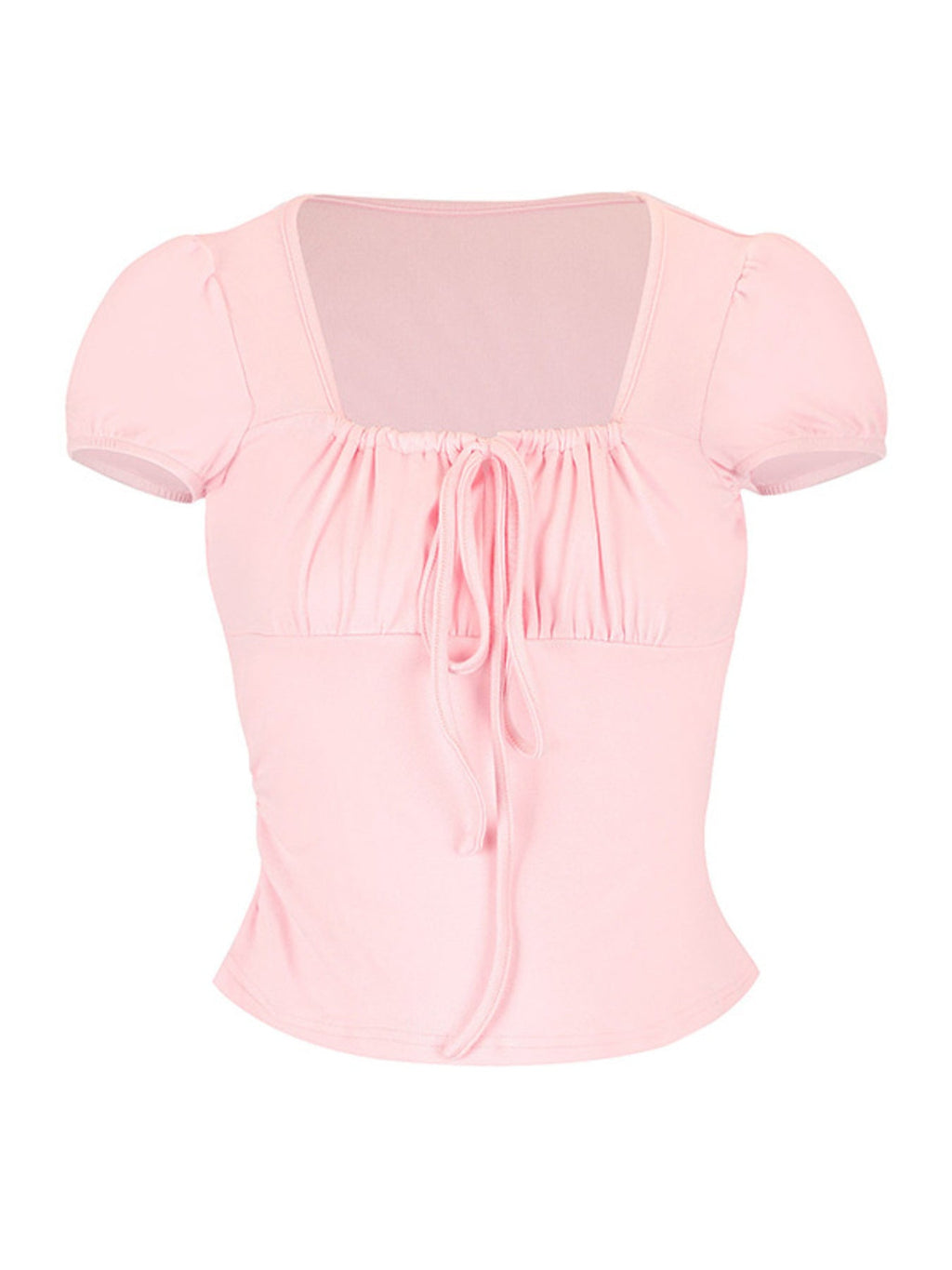Tie-Front Puff Sleeve T-Shirt