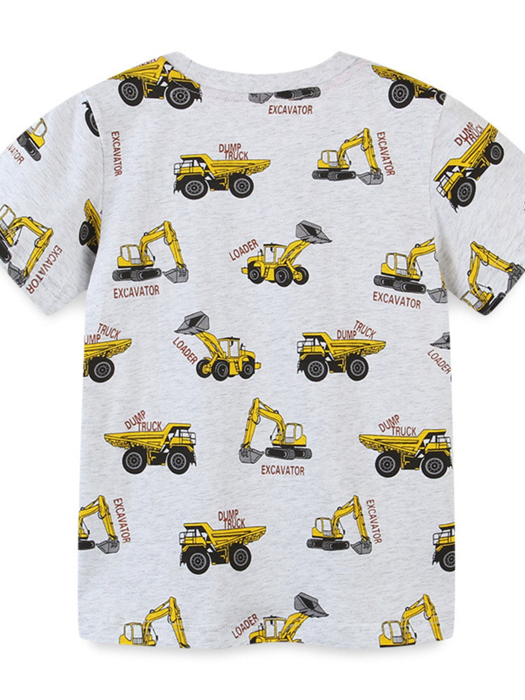 Children's Construction Vehicle Print Crew Neck Short Sleeve T-Shirt