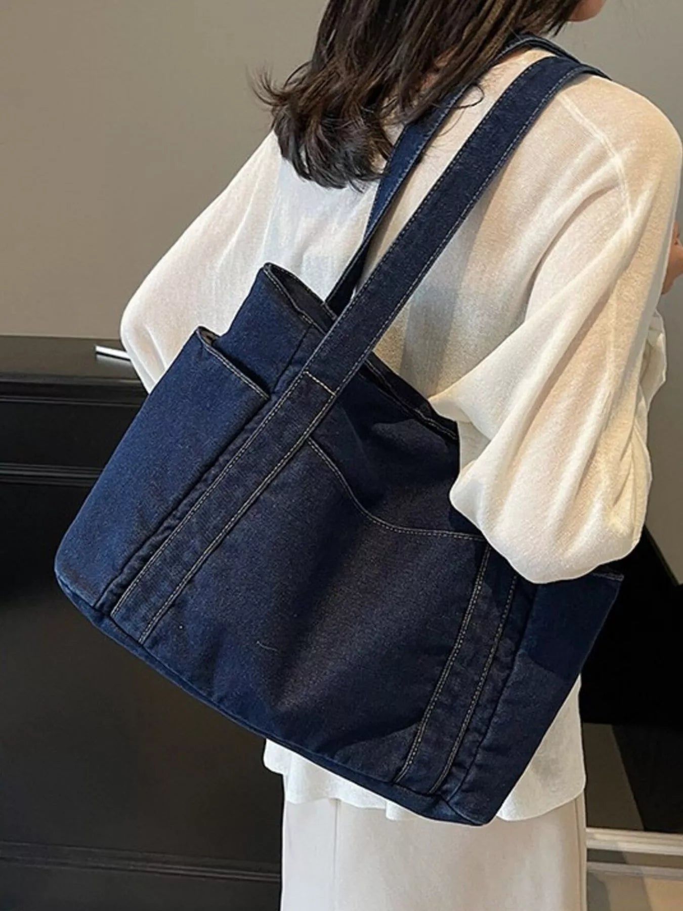Denim Tote Shoulder Bag