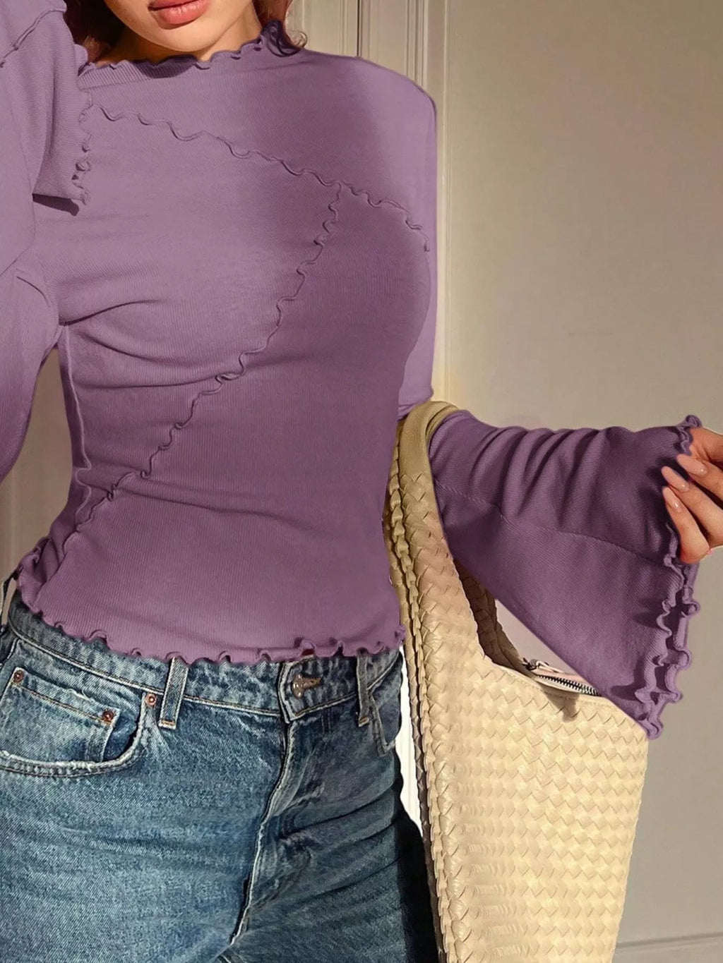 Lettuce Edge Flare Sleeve Top
