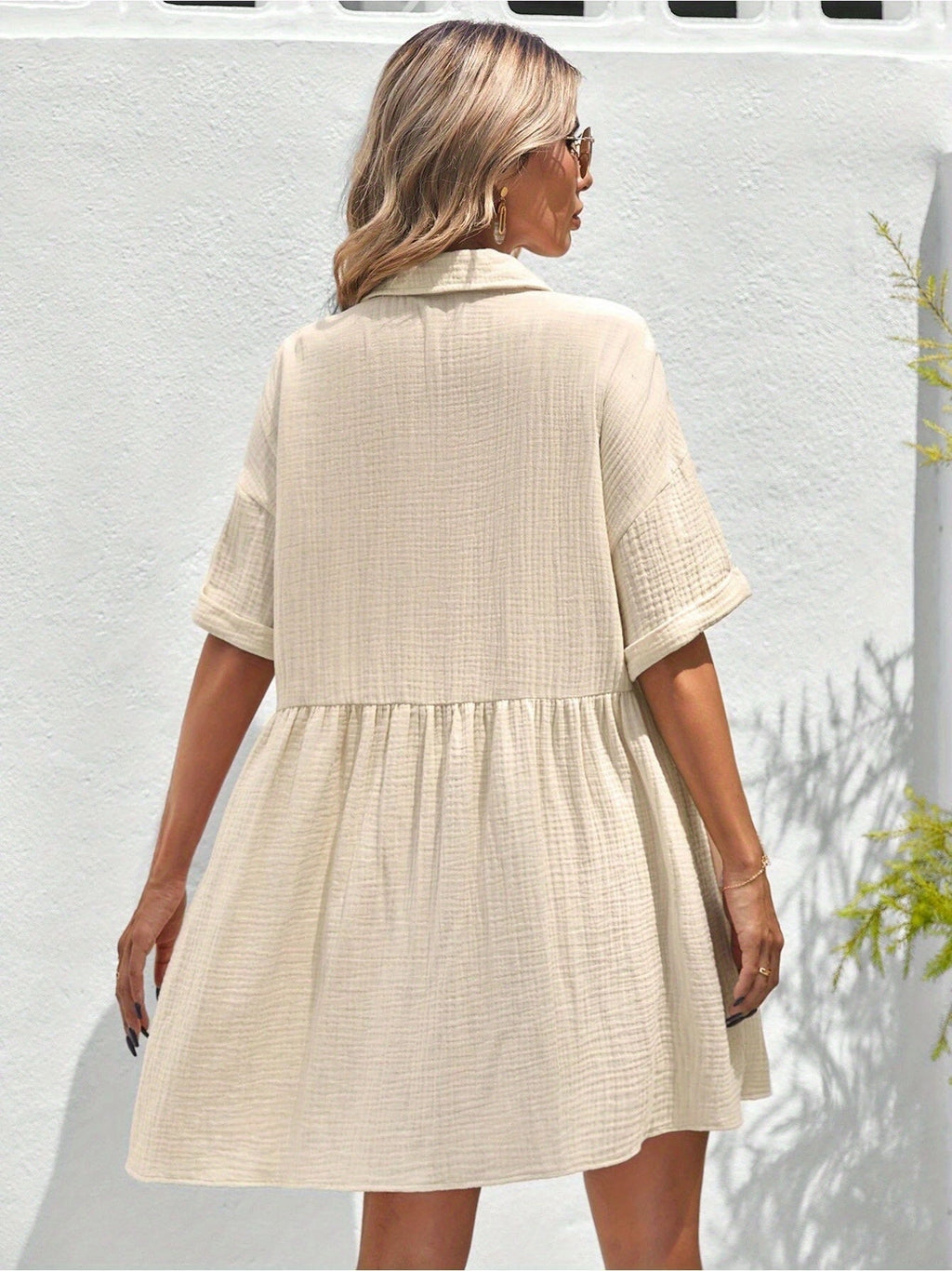 Women’s Ruffle Hem Shirt Dress – Loose Fit Summer Holiday Style