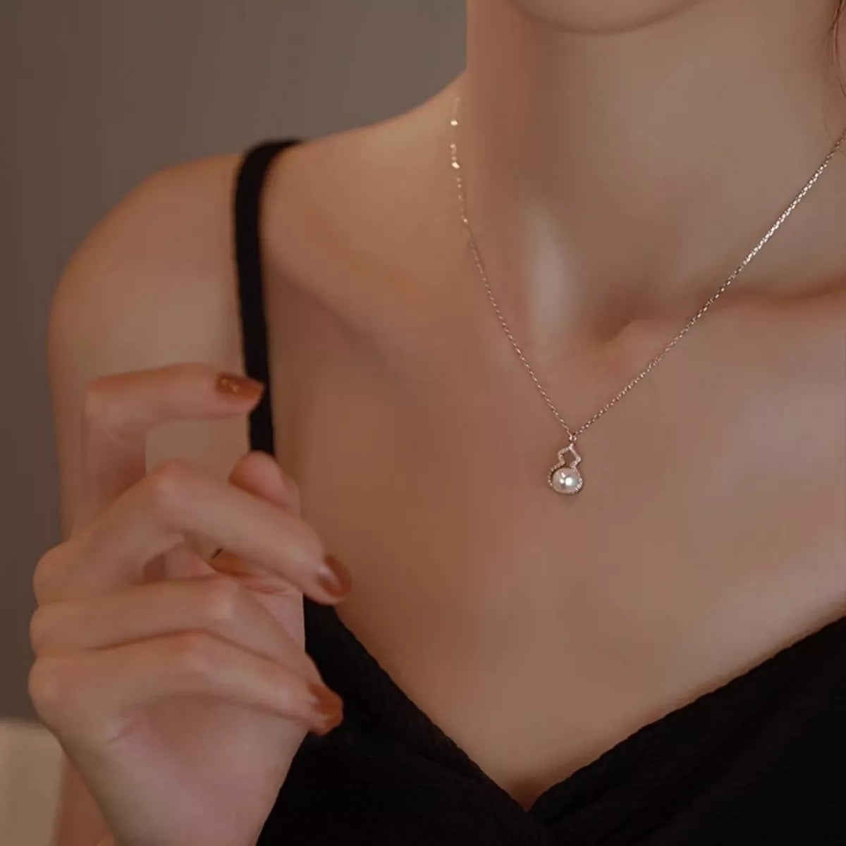 925 Sterling Silver Gourd Pearl Necklace
