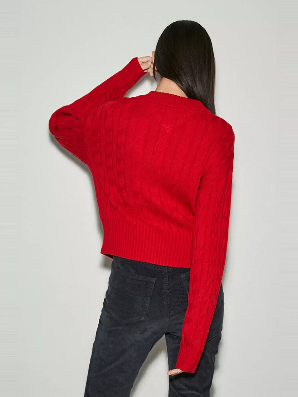Cable-Knit Button-Front Cardigan