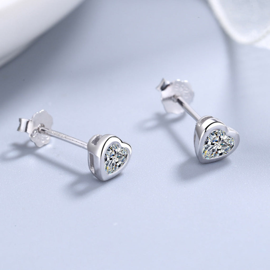 Heart-Shaped Stud Earrings