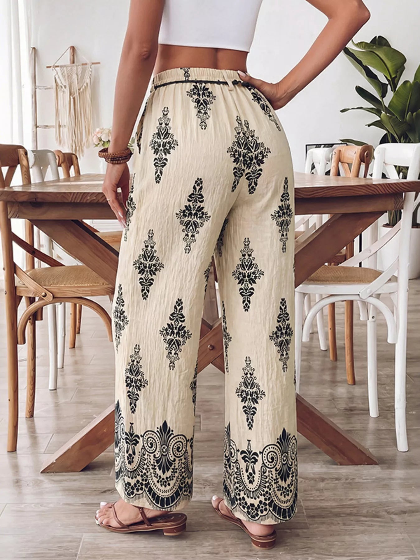 Boho Print Wide Leg Pants