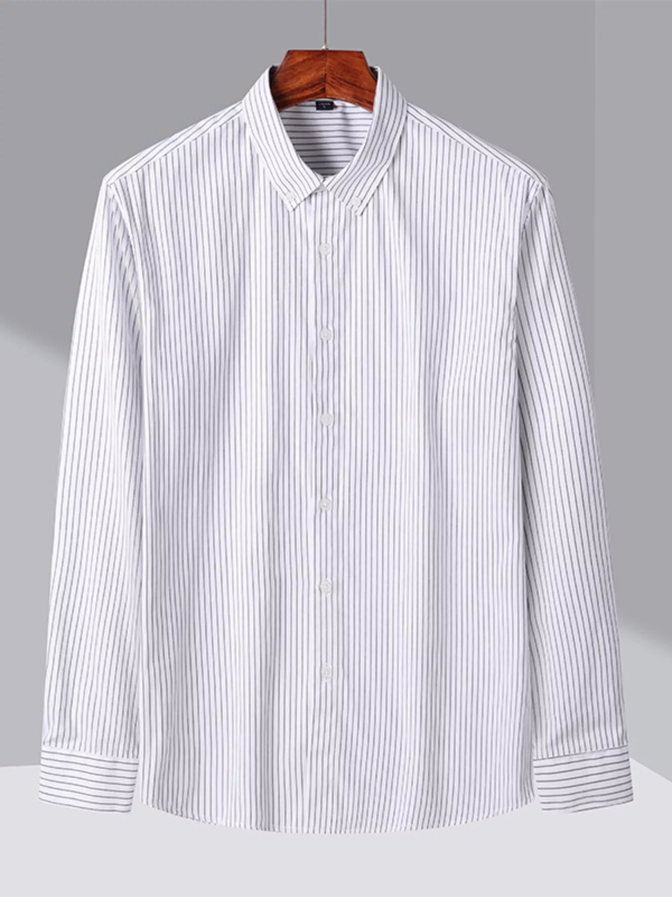 Men's Full Size Casual Striped Button-Down Shirt Plus Size