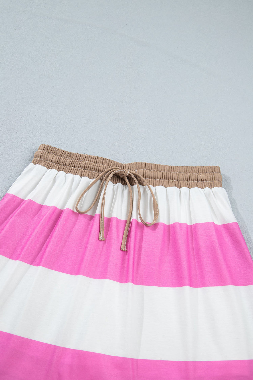 Stripe Raw Edge Polo Tee & Mini Skirt Set