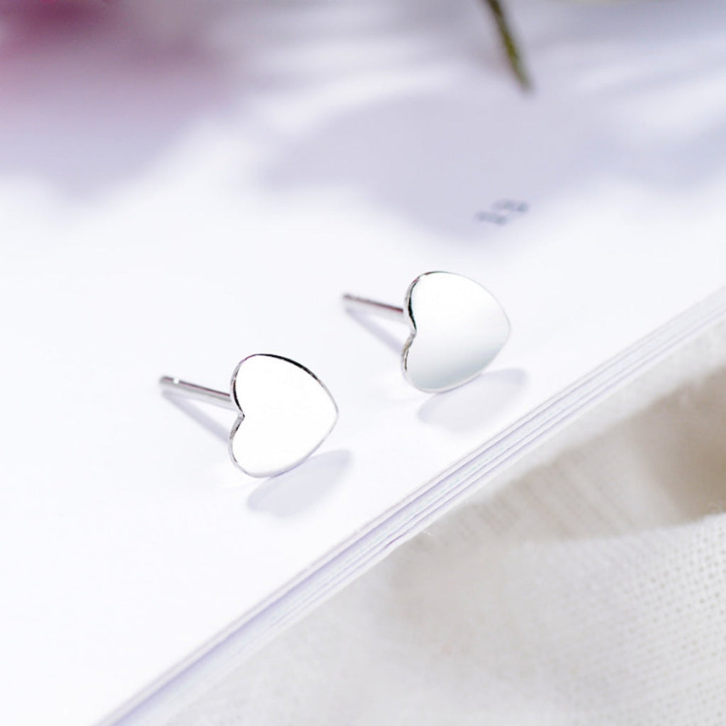 925 Sterling Silver Heart Stud Earrings