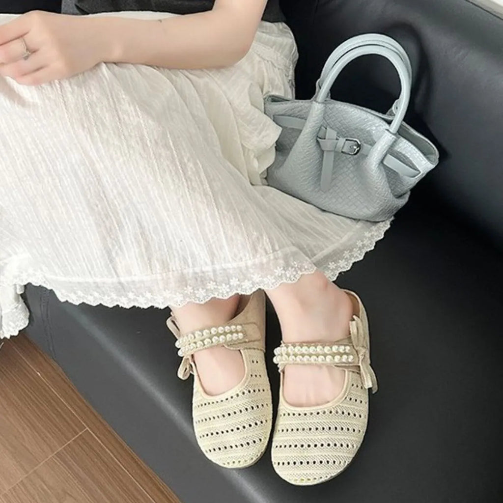 Hollow Out Round Toe Flat Slip-Ons