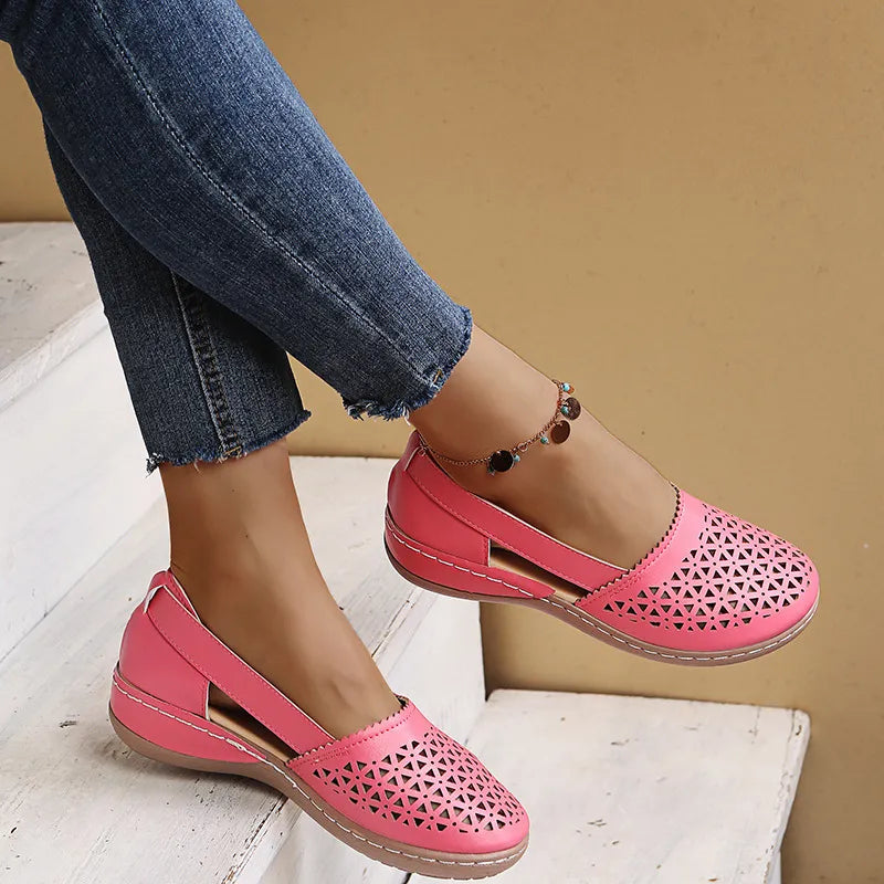 Cutout Round Toe Slip-Ons