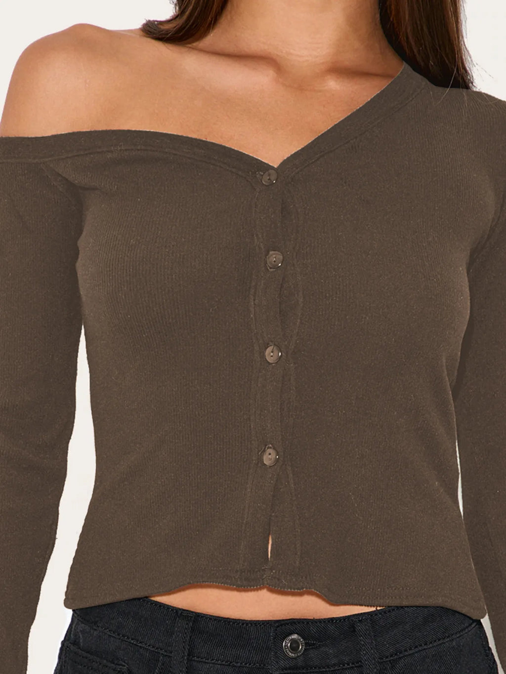 Asymmetrical Neck Button Up Cardigan