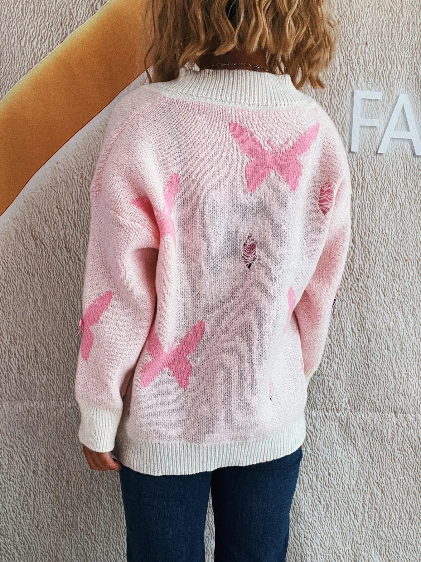 Butterfly Button Up Long Sleeve Cardigan