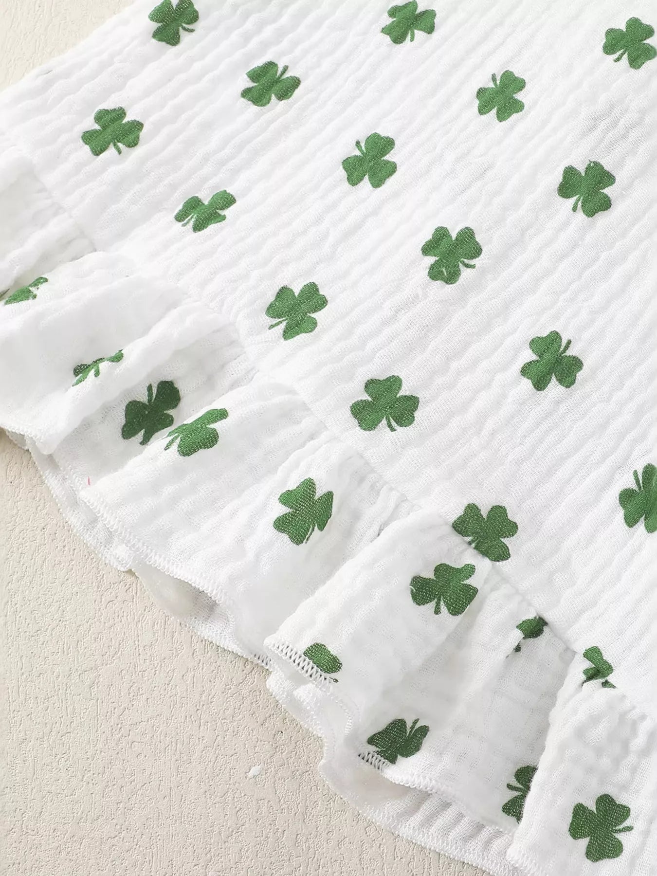 Children's Shamrock Print Ruffle Set with Headband