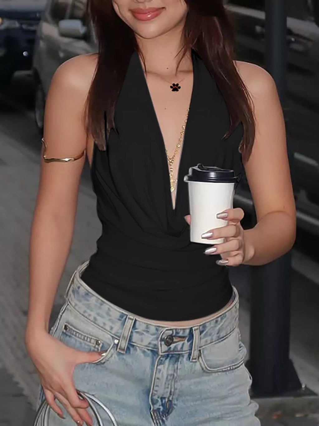 Halter Neck Ruched Cami
