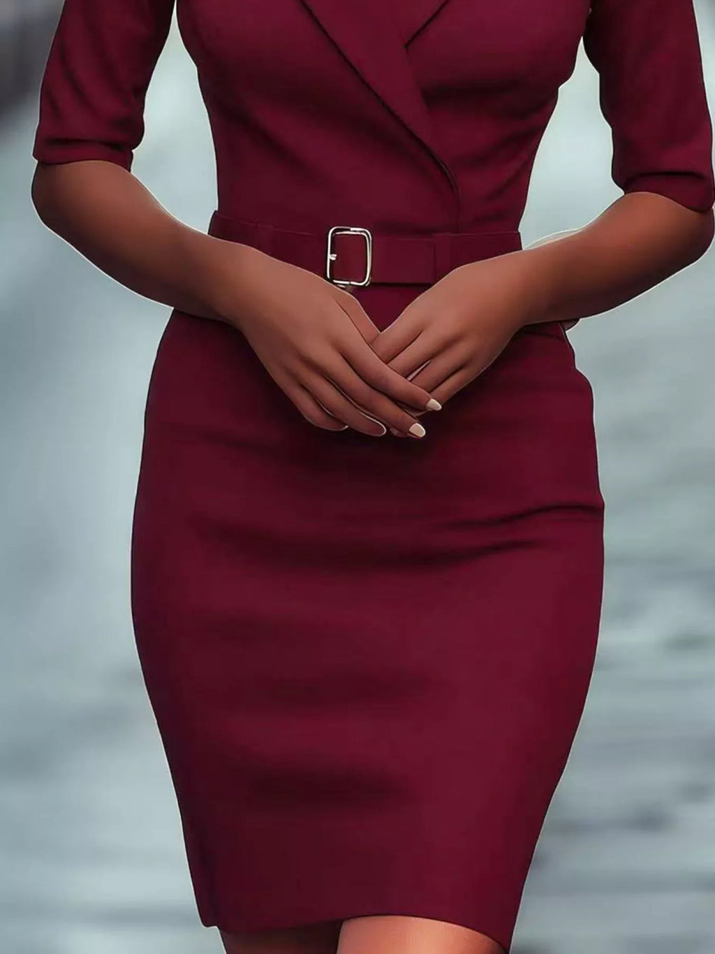 Surplice Half Sleeve Dress