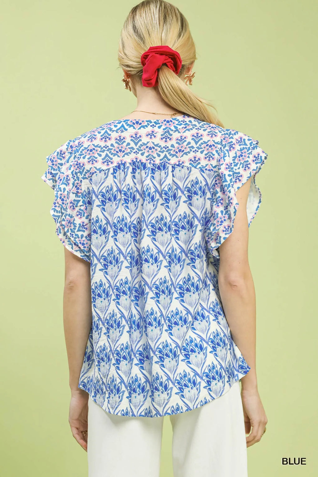 Umgee Double Frill Sleeve Floral Blouse