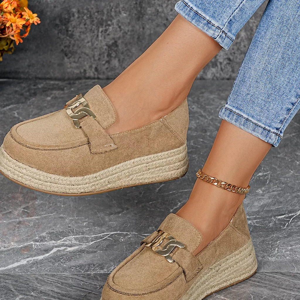 Round Toe Platform Slip-Ons