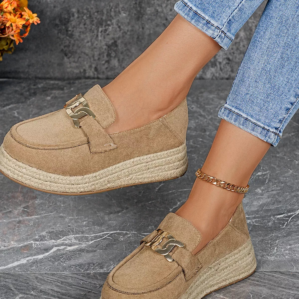 Round Toe Platform Slip-Ons