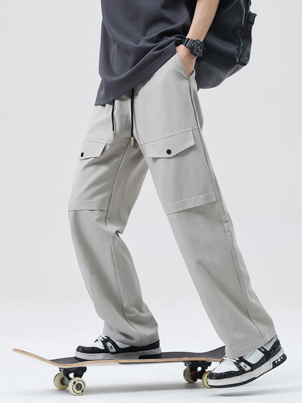 Men's Full Size Drawstring Wide Leg Cargo Pants Plus Size