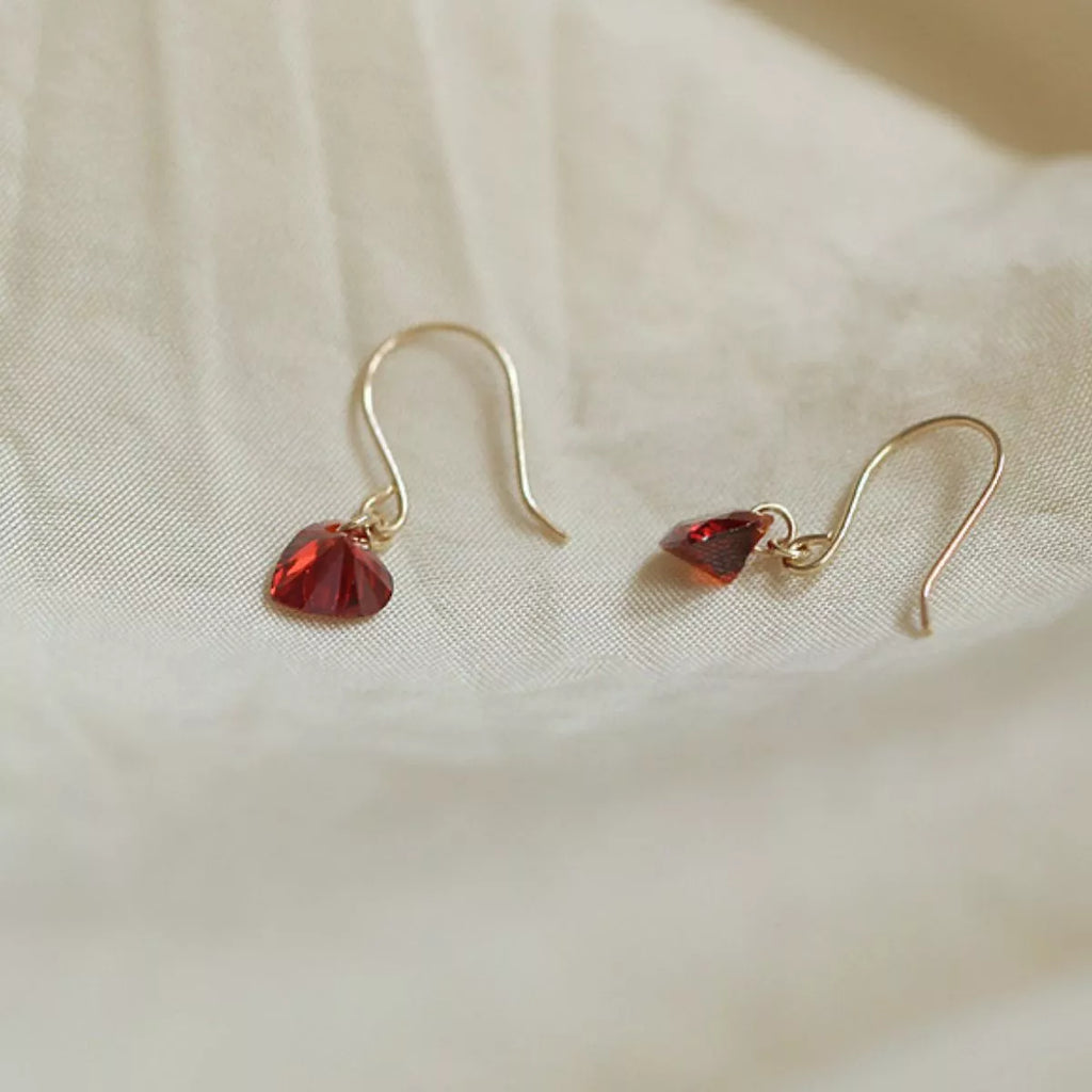 Zircon Heart Drop Earrings