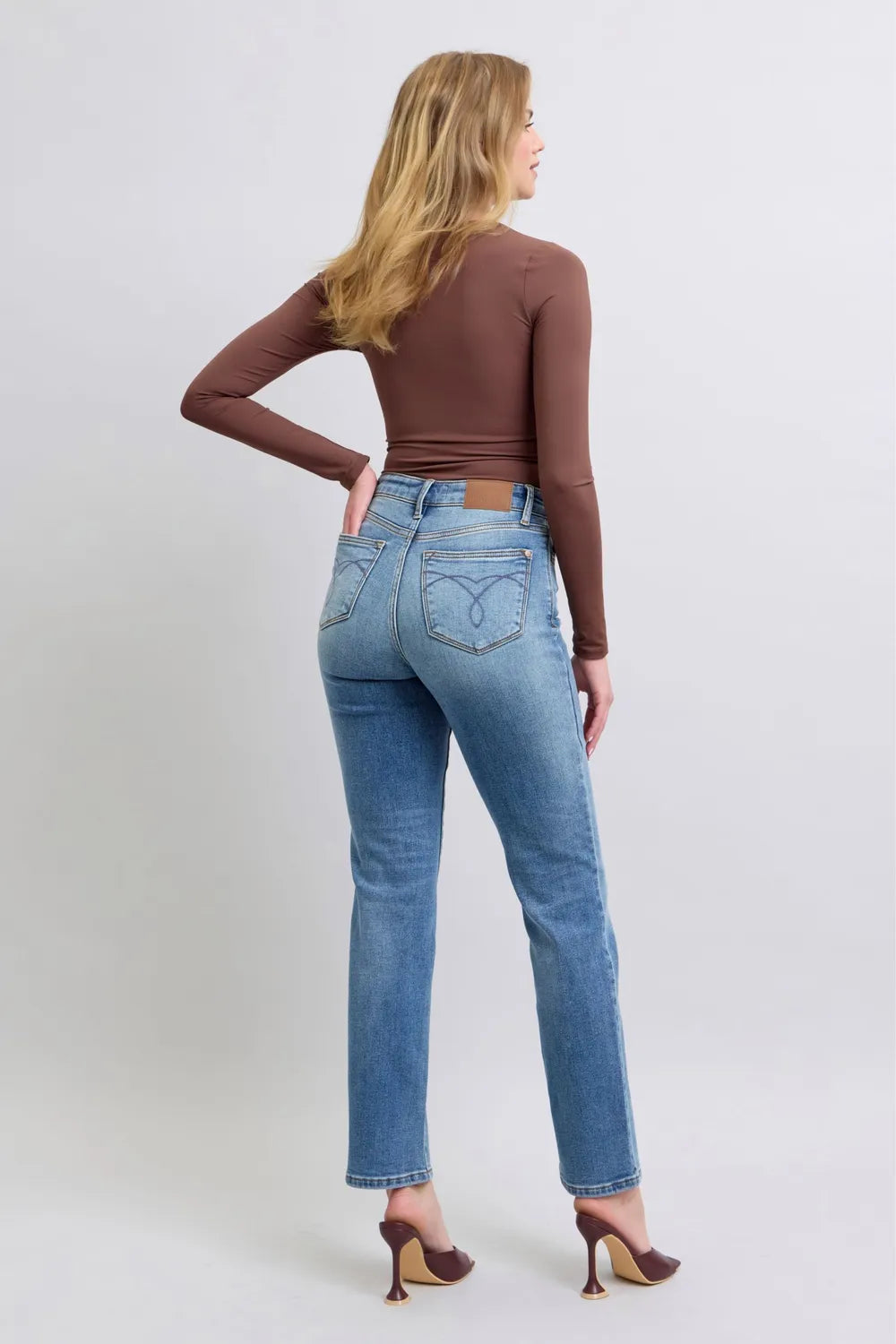 Judy Blue Full Size Run Vintage Wash Thermal Straight Jeans