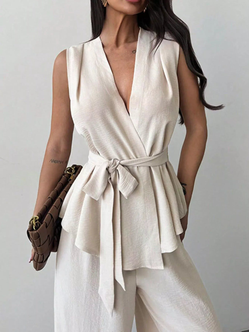 Sleeveless Top and Wide-Leg Pants Set