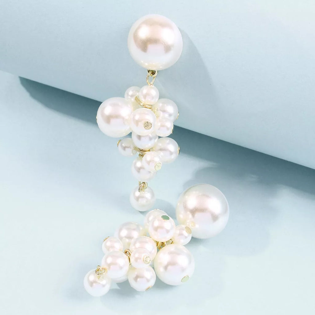 Pearl Cluster Dangle Earrings
