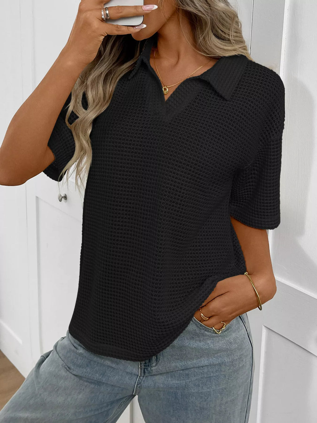 Striped Knit Short Sleeve Top