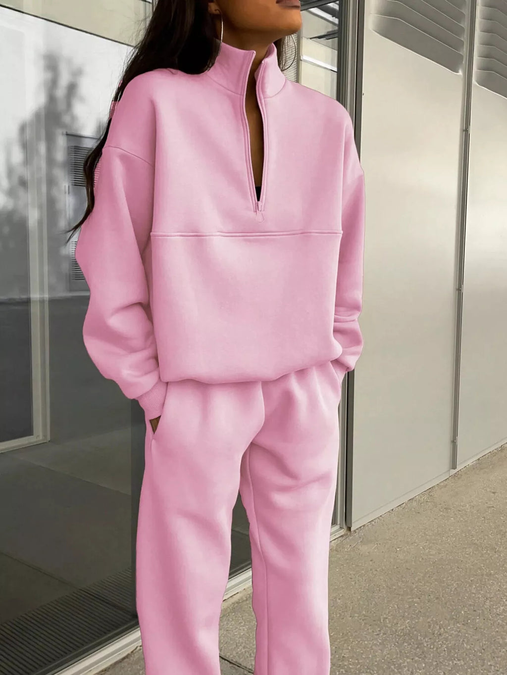 Half Zip Sweatshirt and Pants Set