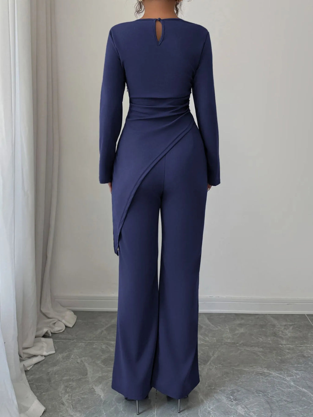 Asymmetric Long Sleeve Top and Pants Set
