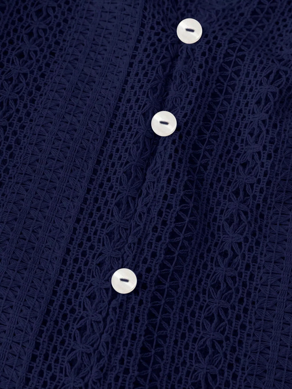 Lace Notched Long Sleeve Shirt