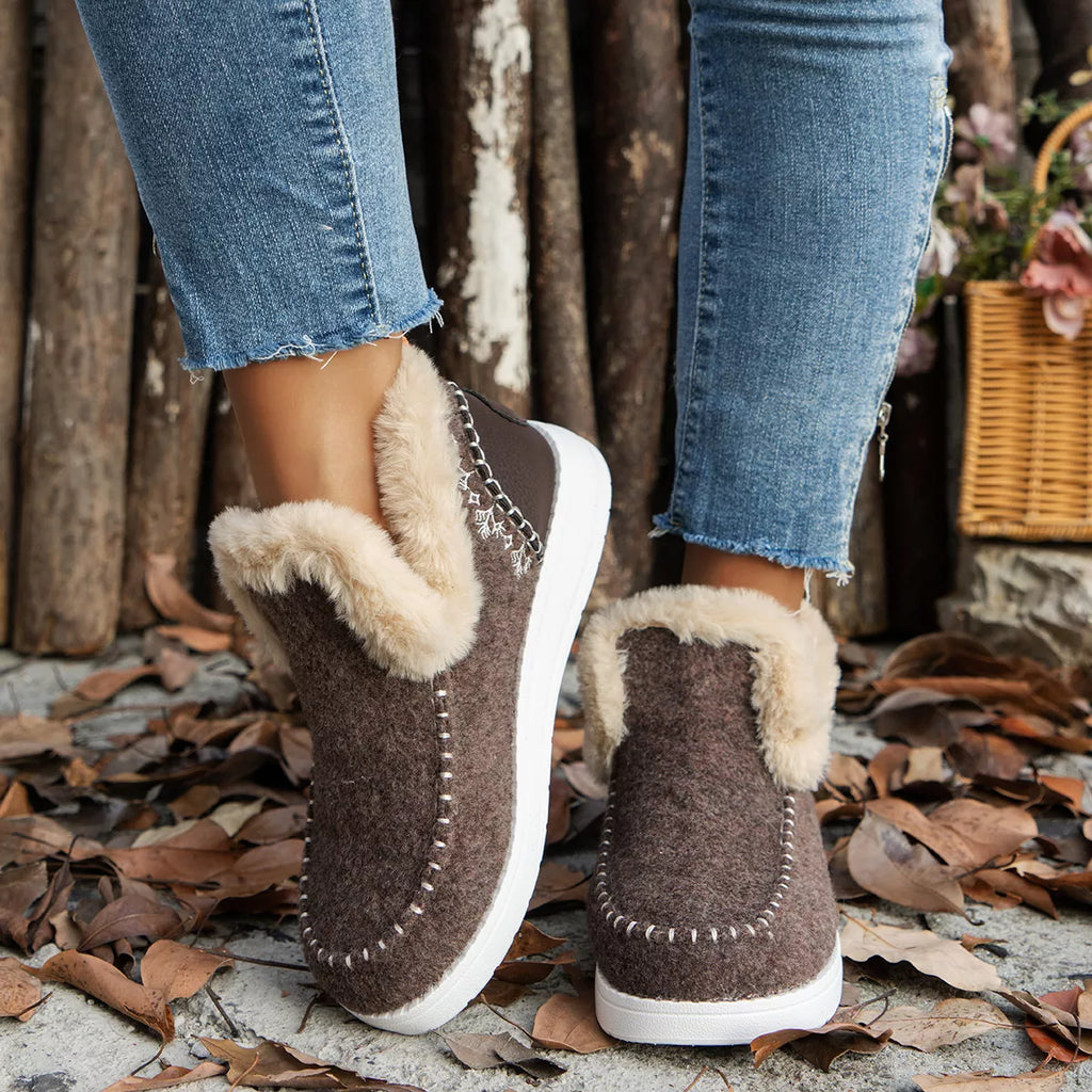 Cozy Fur-Trimmed Slip-Ons