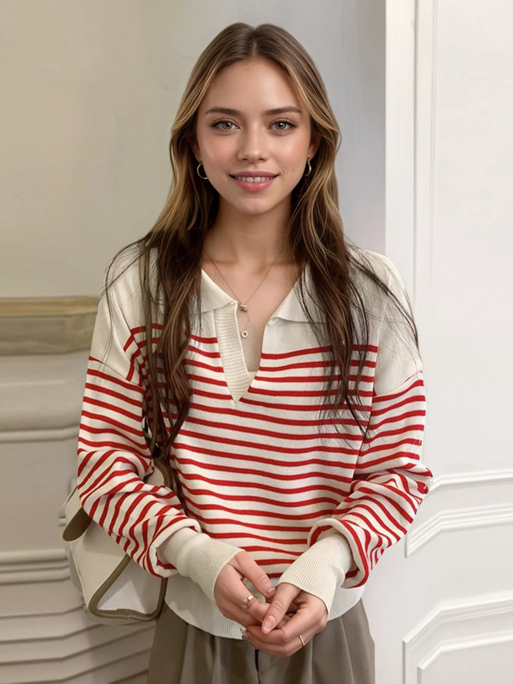 Striped Long Sleeve Knit Top