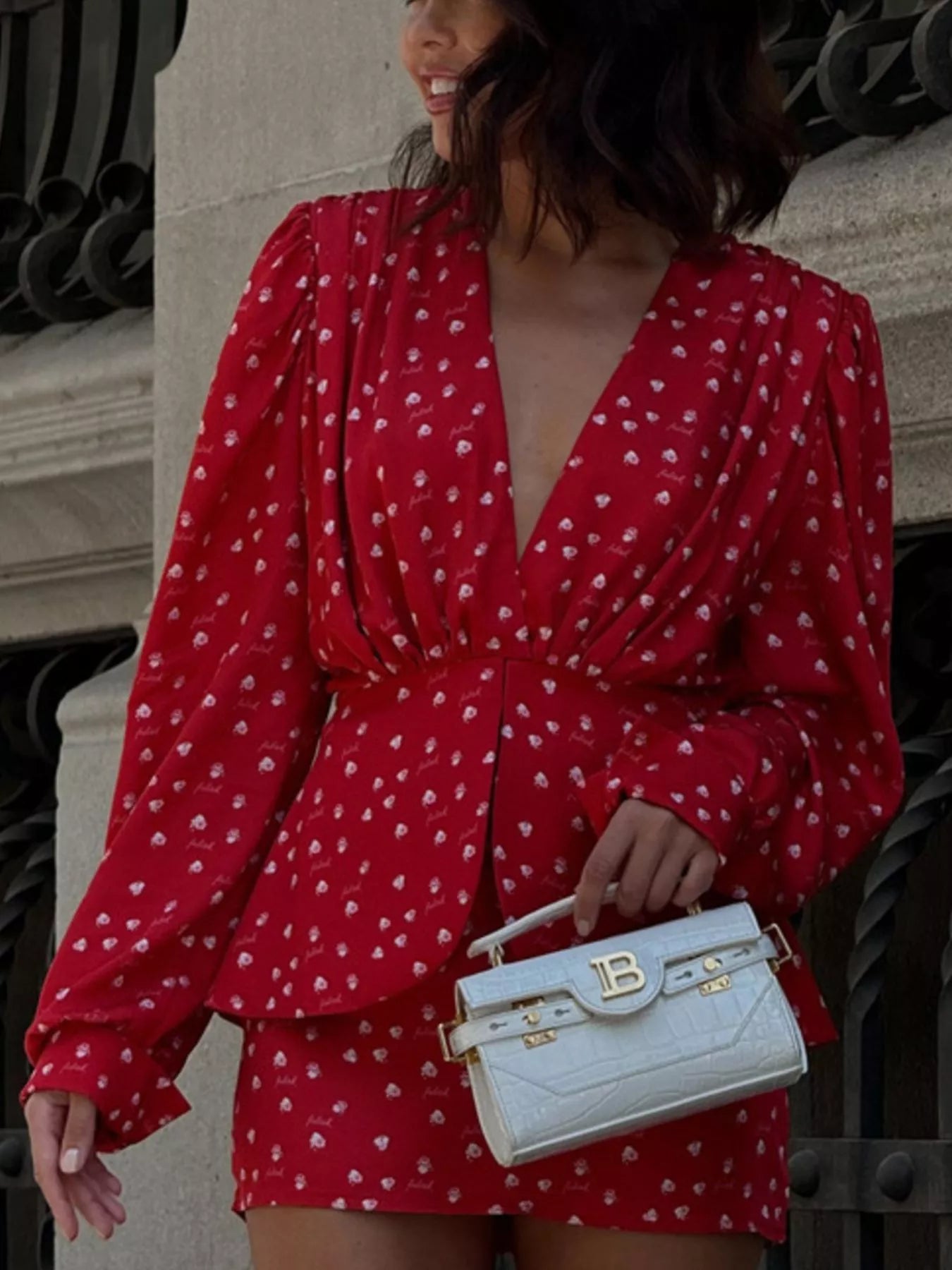 Polka Dot Long Sleeve Layered Dress