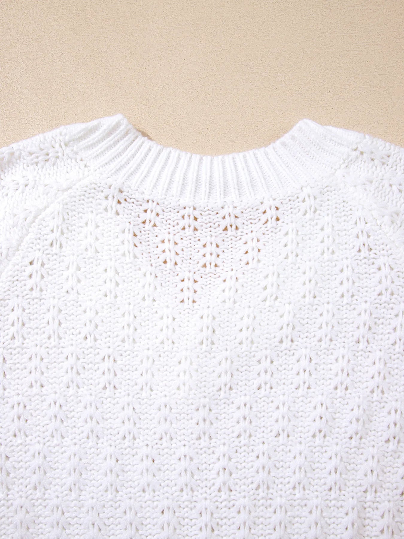 Textured Knit Ribbed Edge V Neck Loose Sweater