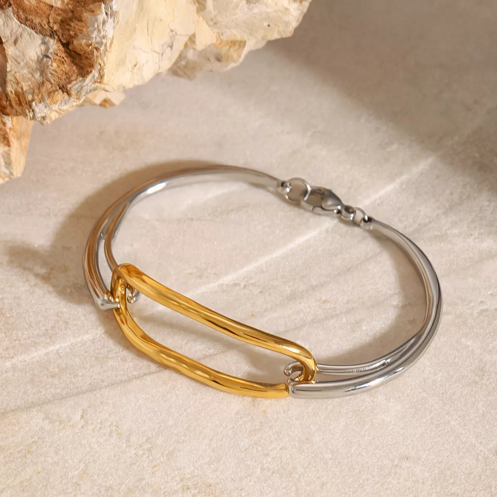 Two-Tone Geometric Link Bracelet