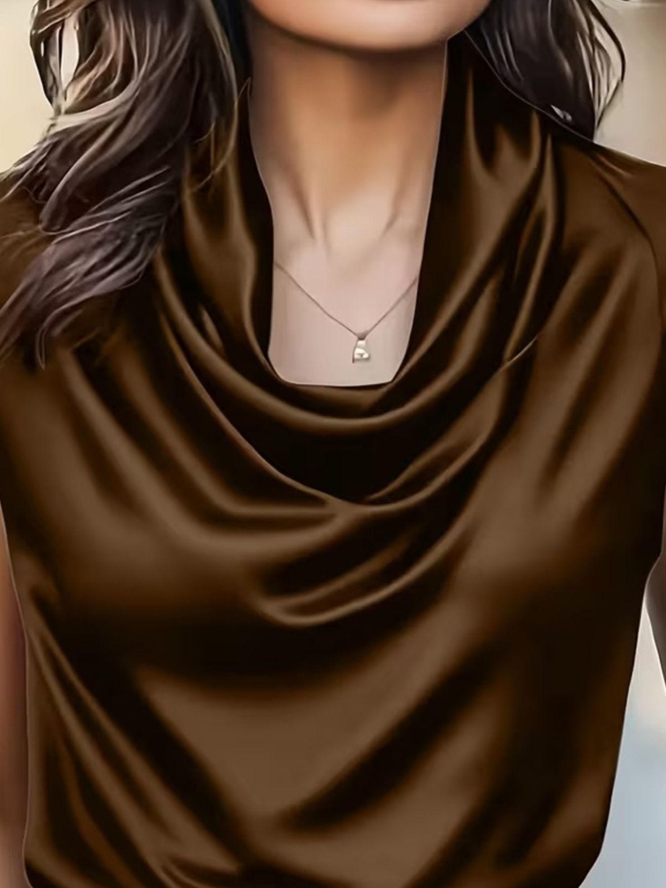 Cowl Neck Satin Blouse