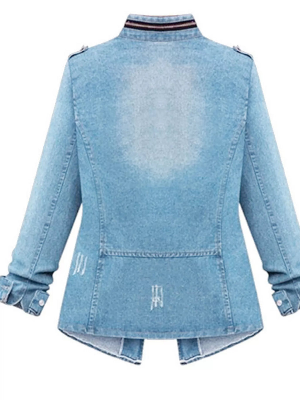 Full Size Chest Pocket Zip Up Denim Jacket Plus Size