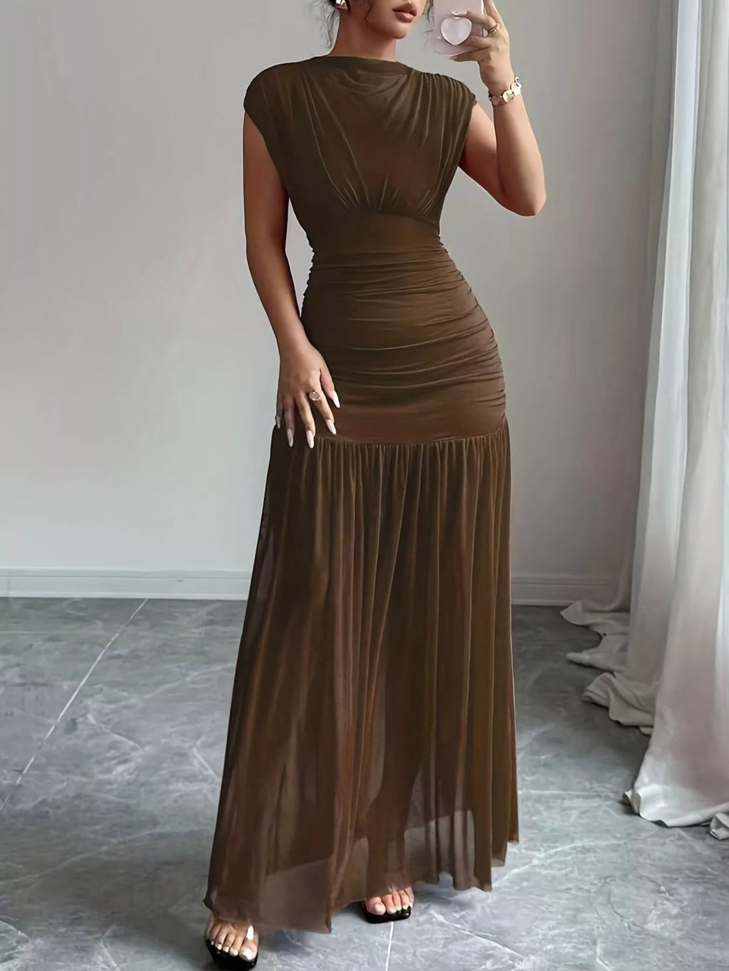 Ruched Bodycon Maxi Dress