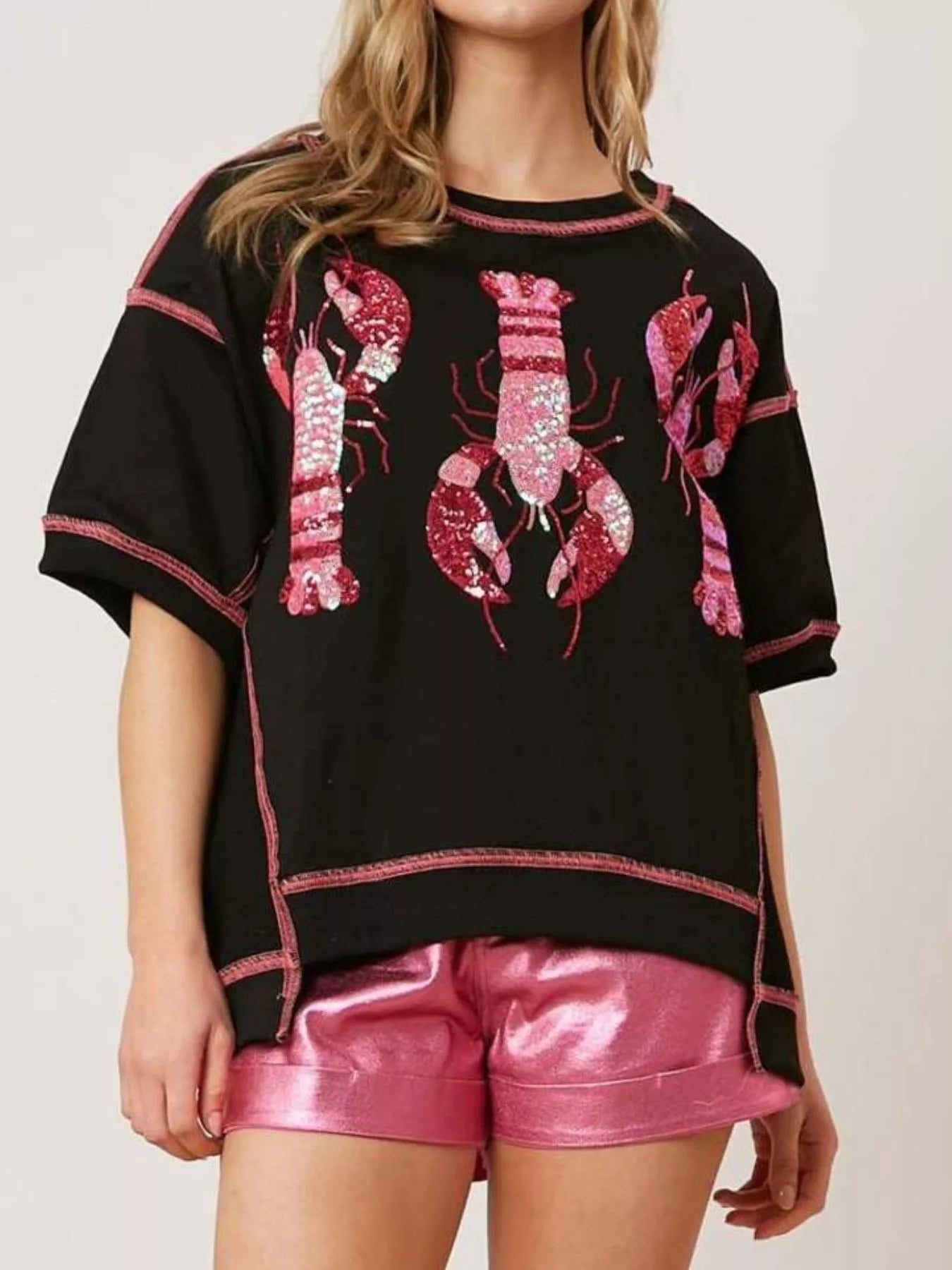 Sequin Lobster Half Sleeve T-Shirt
