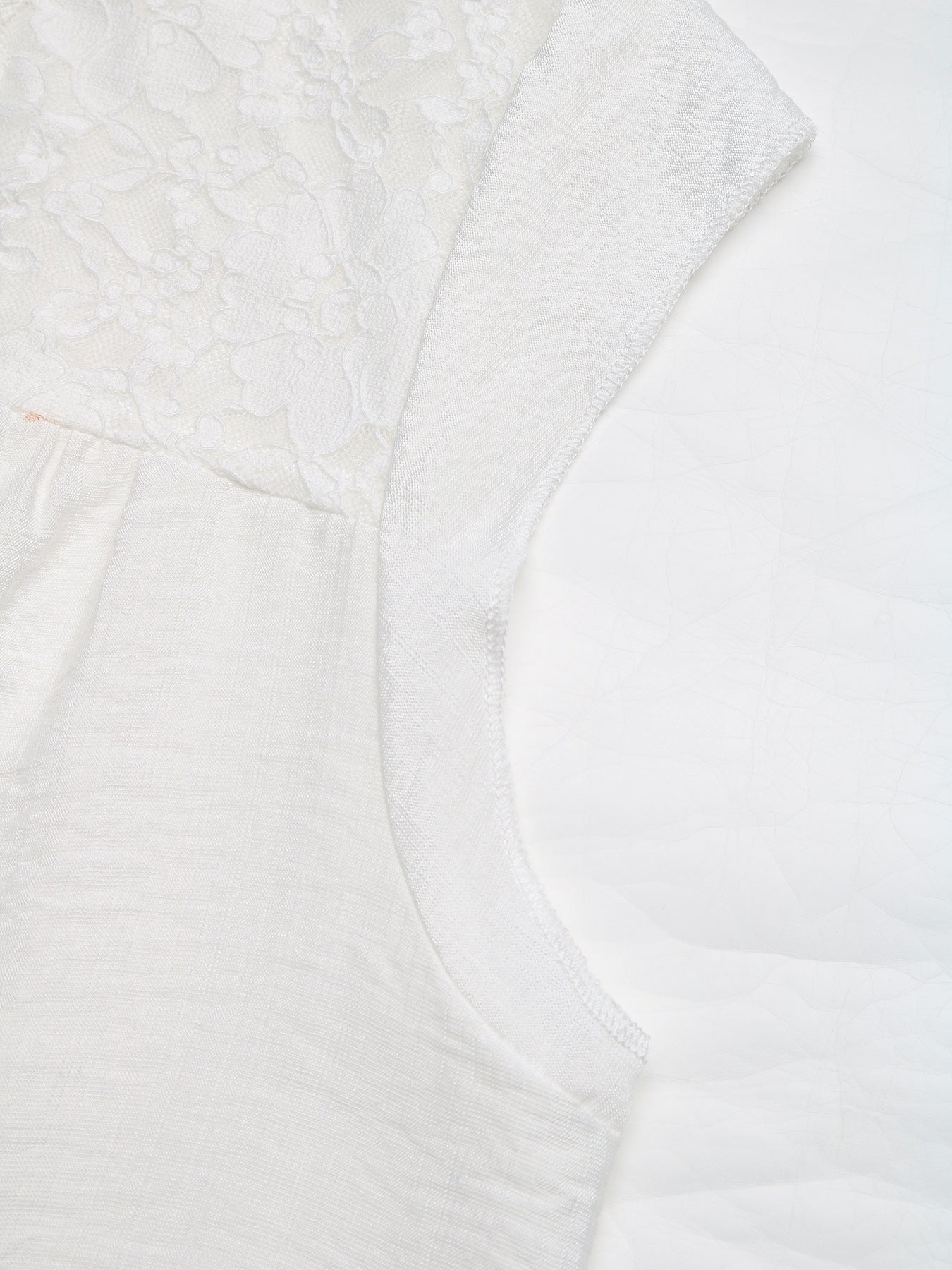 Lace Trim Notched Blouse