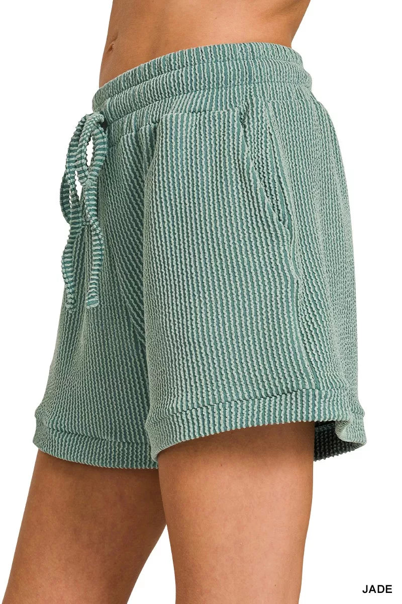 Zenana Raised Rib Cap Sleeve Top & Shorts Set