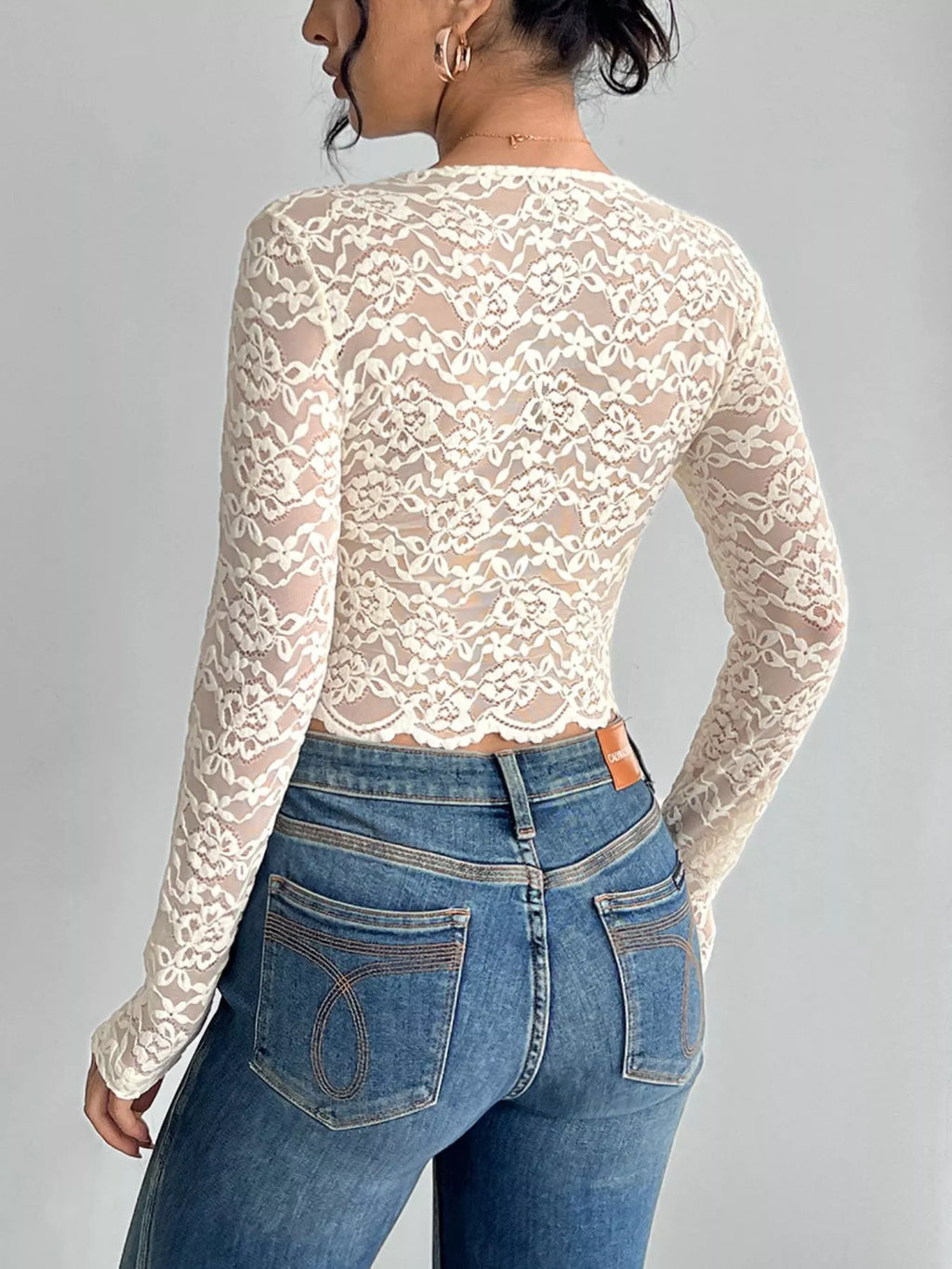 Elegant Lace V-Neck Long Sleeve Top