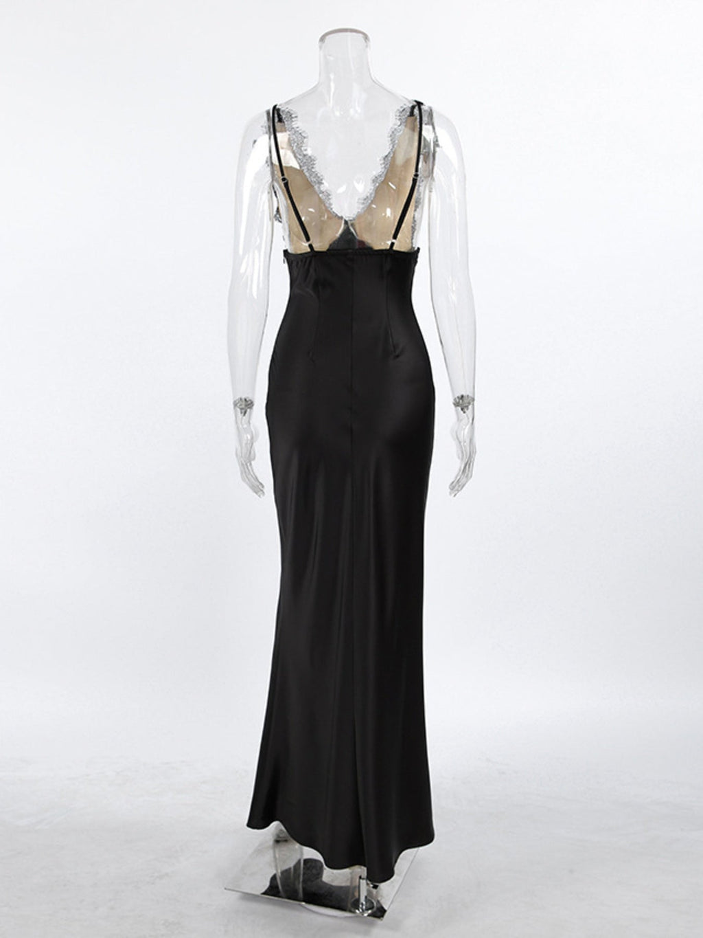 Lace Trimmed Adjustable Strap Midi Dress
