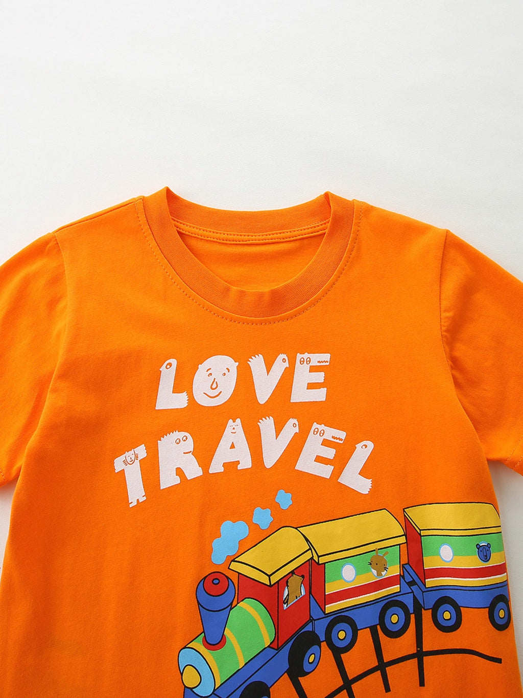 Children's Cartoon Vehicle Graphic Crew Neck T-Shirt Set