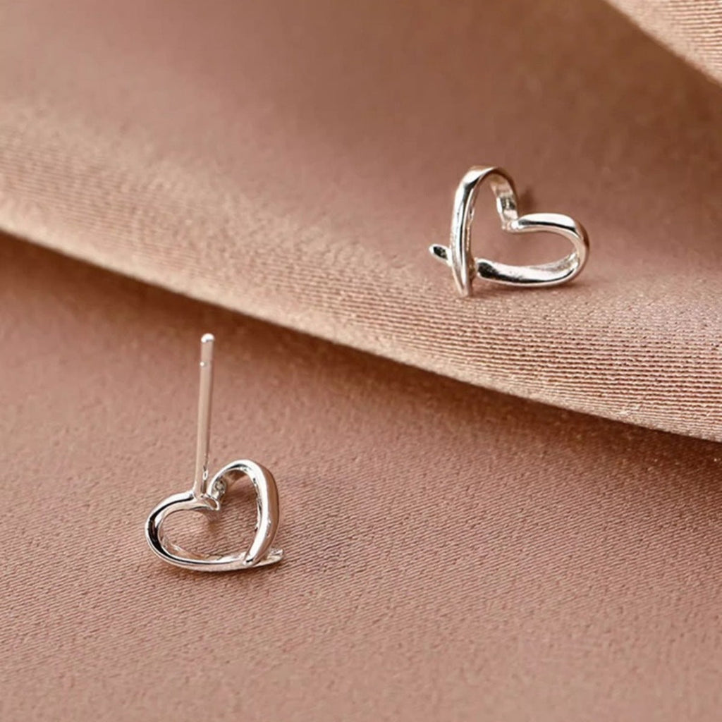 Heart-Shaped Stud Earrings